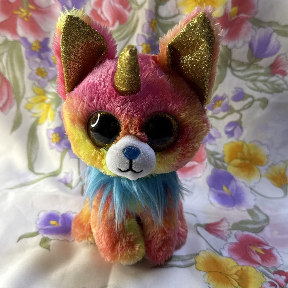 TY Beanie Boos Yips Chihuahua Unicorn Dog Plush 6" Rainbow‎ Horn